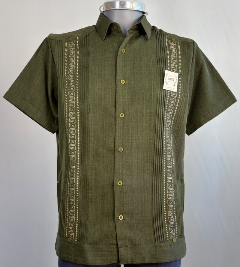 Guayabera chipre olivo manga corta - Llaguno Boutique