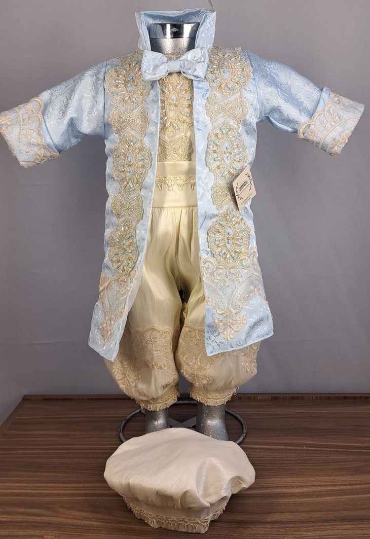 Ropón Modelo 14 caqui con azul cielo - Llaguno Boutique