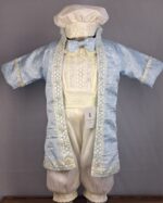 Ropón Príncipe hueso con azul cielo - Llaguno Boutique