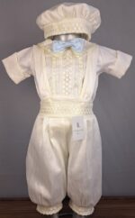 Ropón Príncipe hueso con azul cielo - Llaguno Boutique